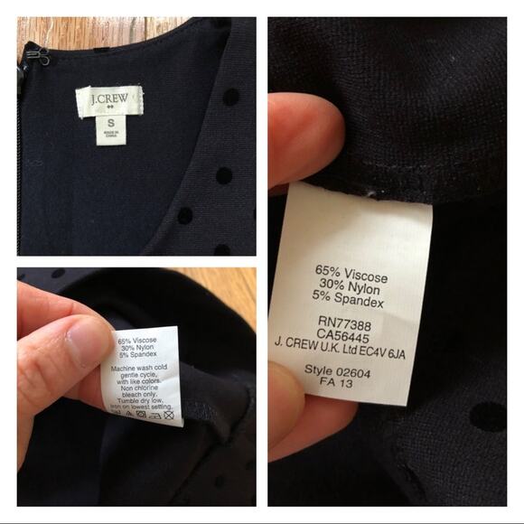 J. Crew Velvet Dot Ponte Dress Black Small - Picture 5 of 11